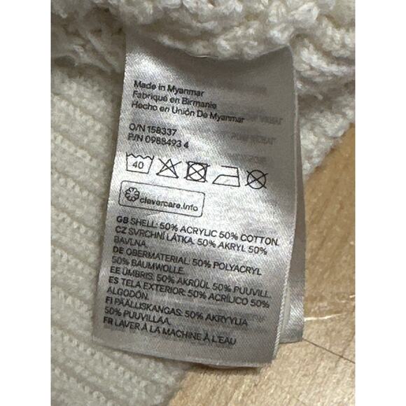 H&M White Long Sleeve Knit Deep V Neck Button Up Cardigan Sweater Top Size L - Picture 4 of 4